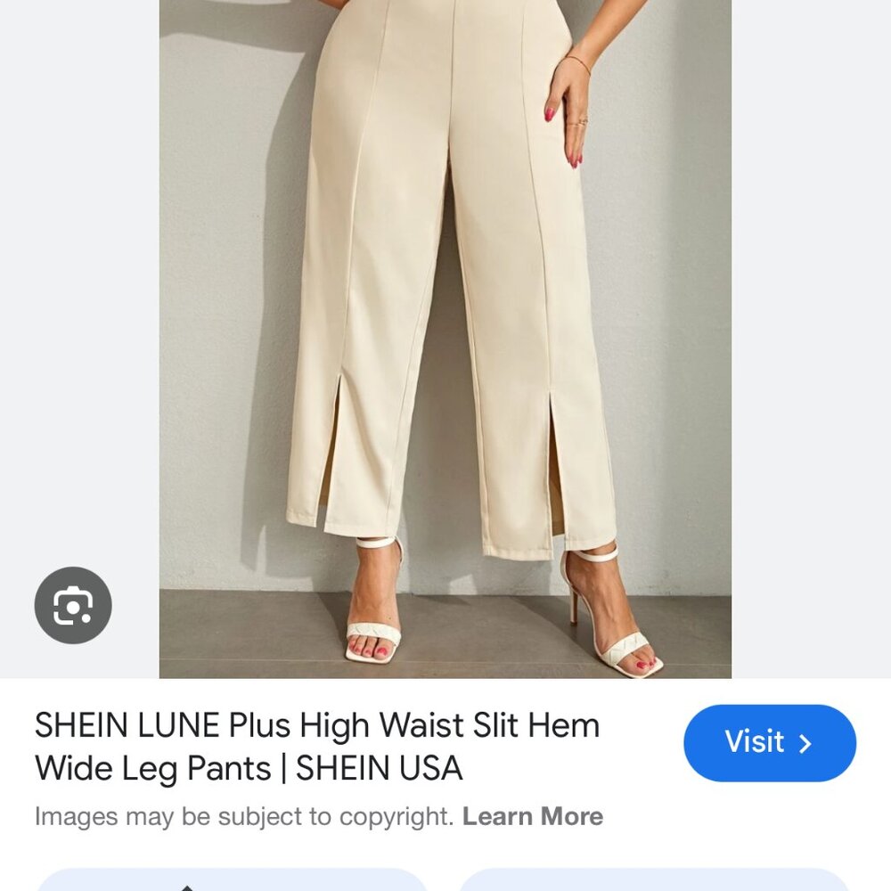 Shein Cream High Rise Wide Leg Dress Pants Women’s Size L NEW WITH TAG - Picture 9 of 9